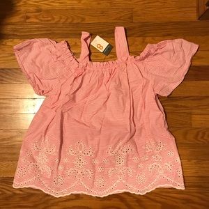Pink Primark short sleeve off the shoulder shirt